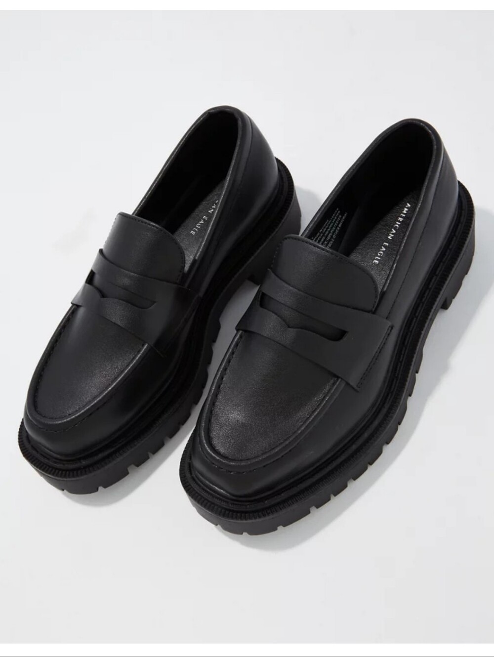 American Eagle Outfitters Black Lug Sole Penny Loafers
